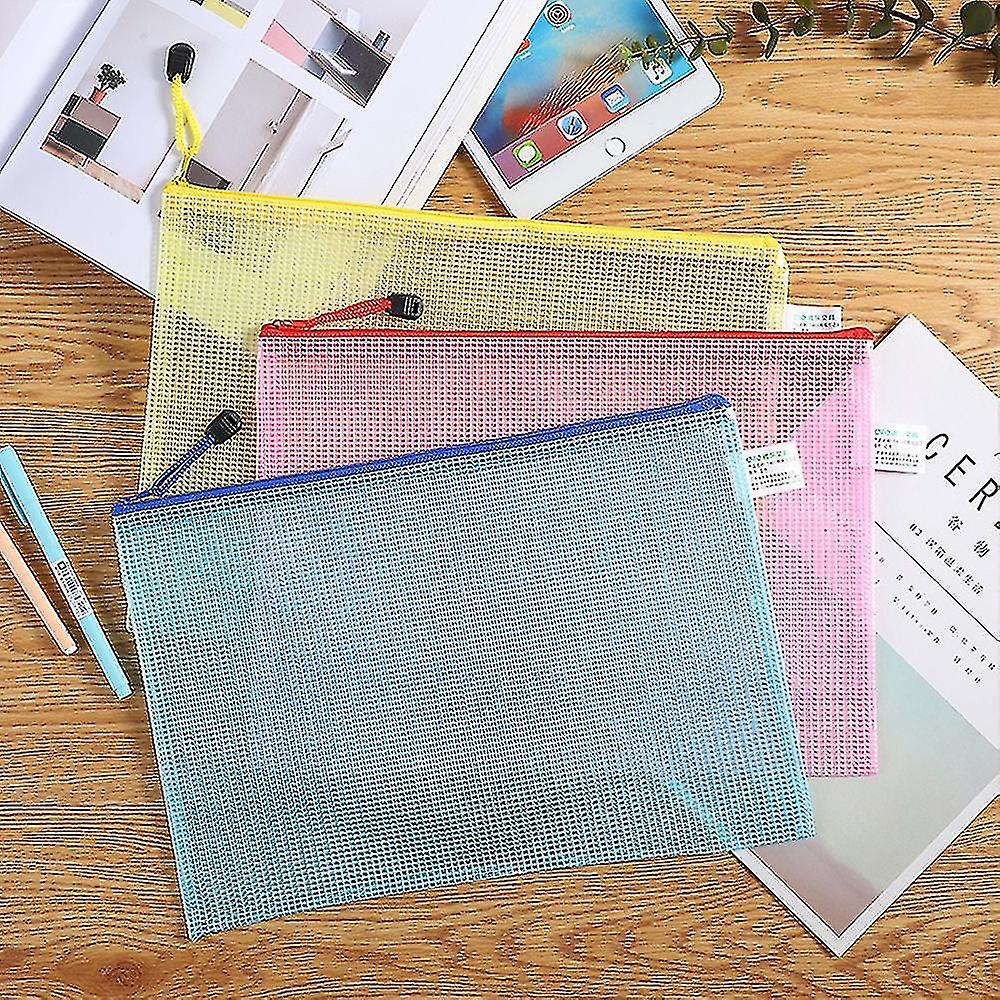 A4 Transparent File Bag Plastic File Grid Test Paper Multi-layer Zipper Data Bag