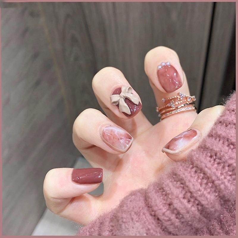 24pcs Butterfly Decoration Wear Long False Nails