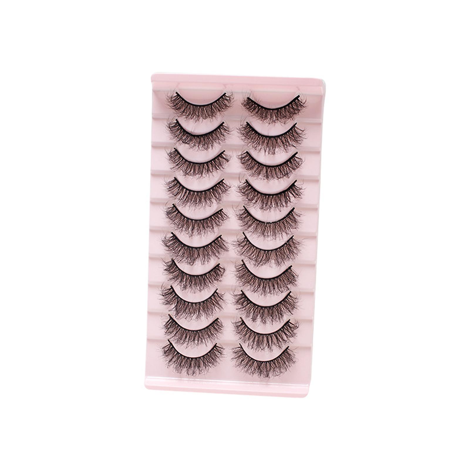 10 Pairs Dense Soft Artificial Eyelashes Diy Fluffy Effect Lightweight Lashes