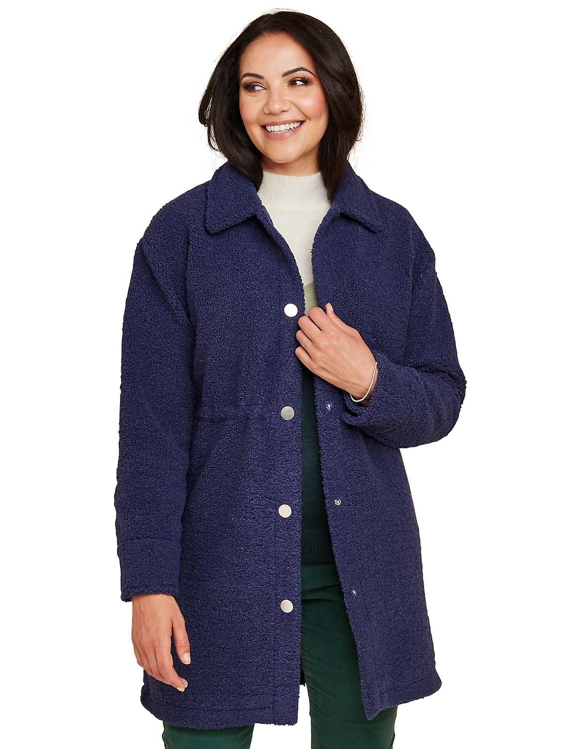 Amber | Ladies | Boucle Lined Jacket with Popper Fastening with Adjustable Waist Drawcord & Side Seam Pockets