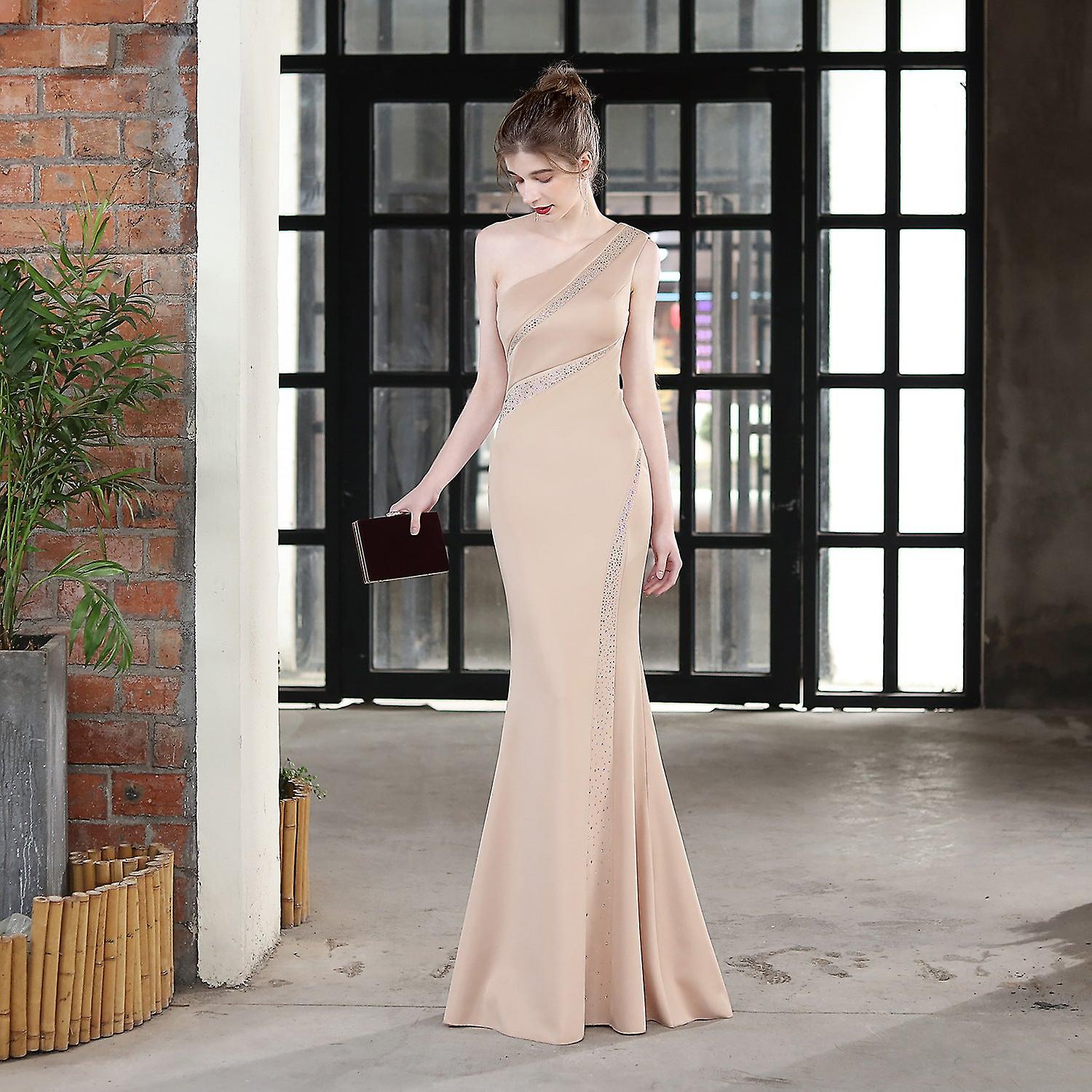 Robe Toast Mariée Longue Une Épaule Merci Banquet Jupe Slim Fishtail