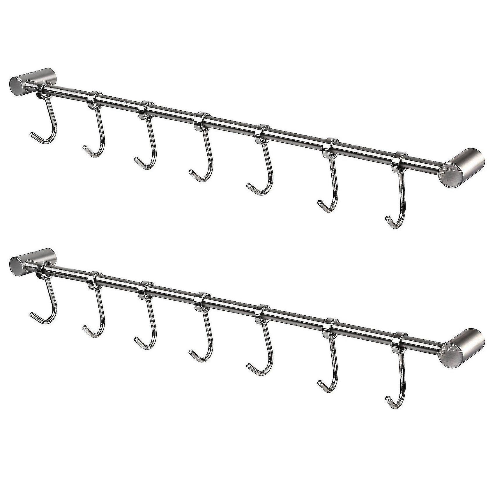 Kitchen Rail Rack Hanging Rack Stainless Steel 7 Sliding Hooks