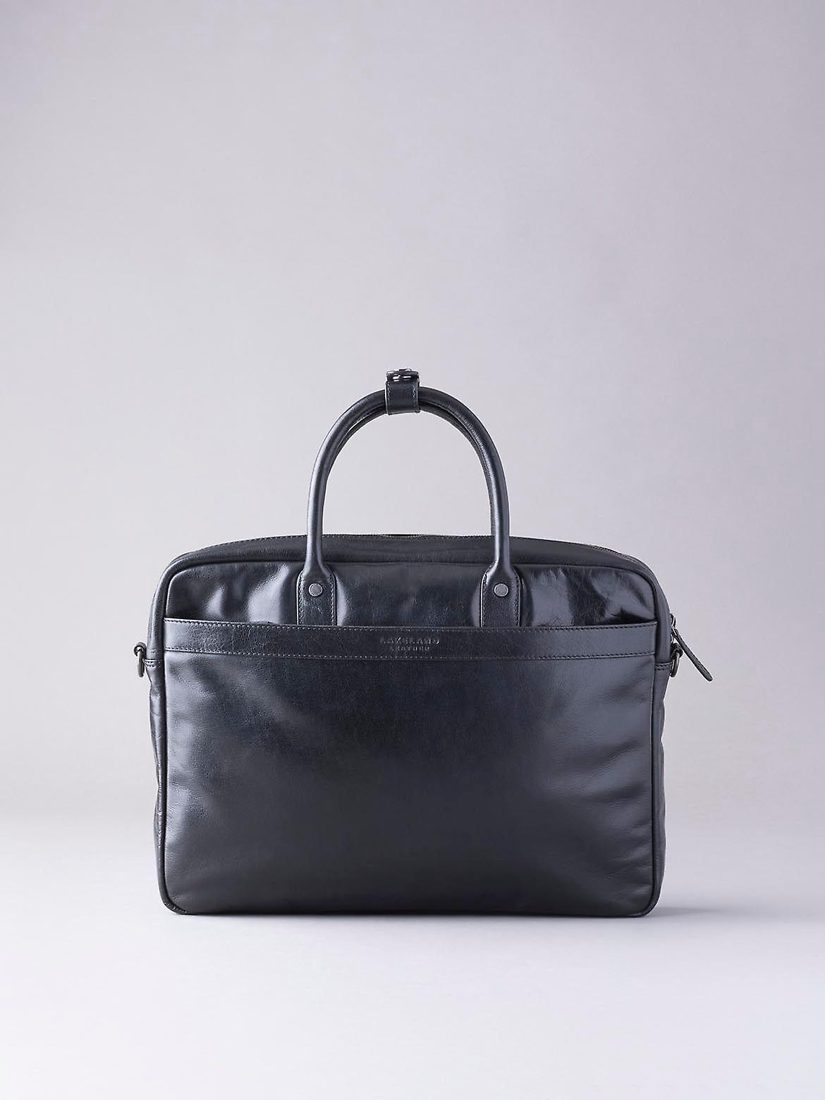 Fenton Leather Laptop Briefcase in Black