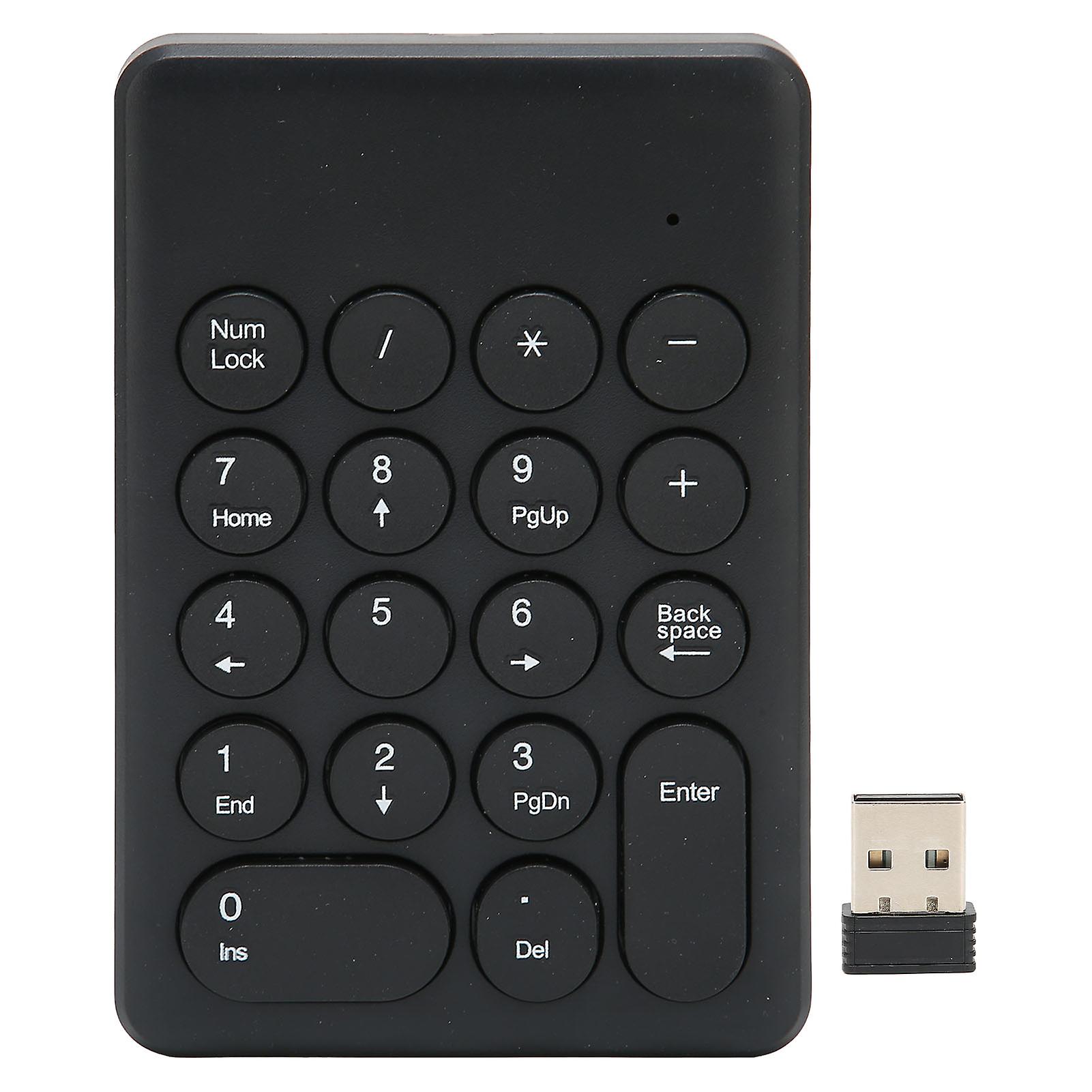 Clavier numérique 18 touches, design ergonomique et inclinable, transmission de signal stable sans fil 2,4 GHz, mini pavé numérique noir