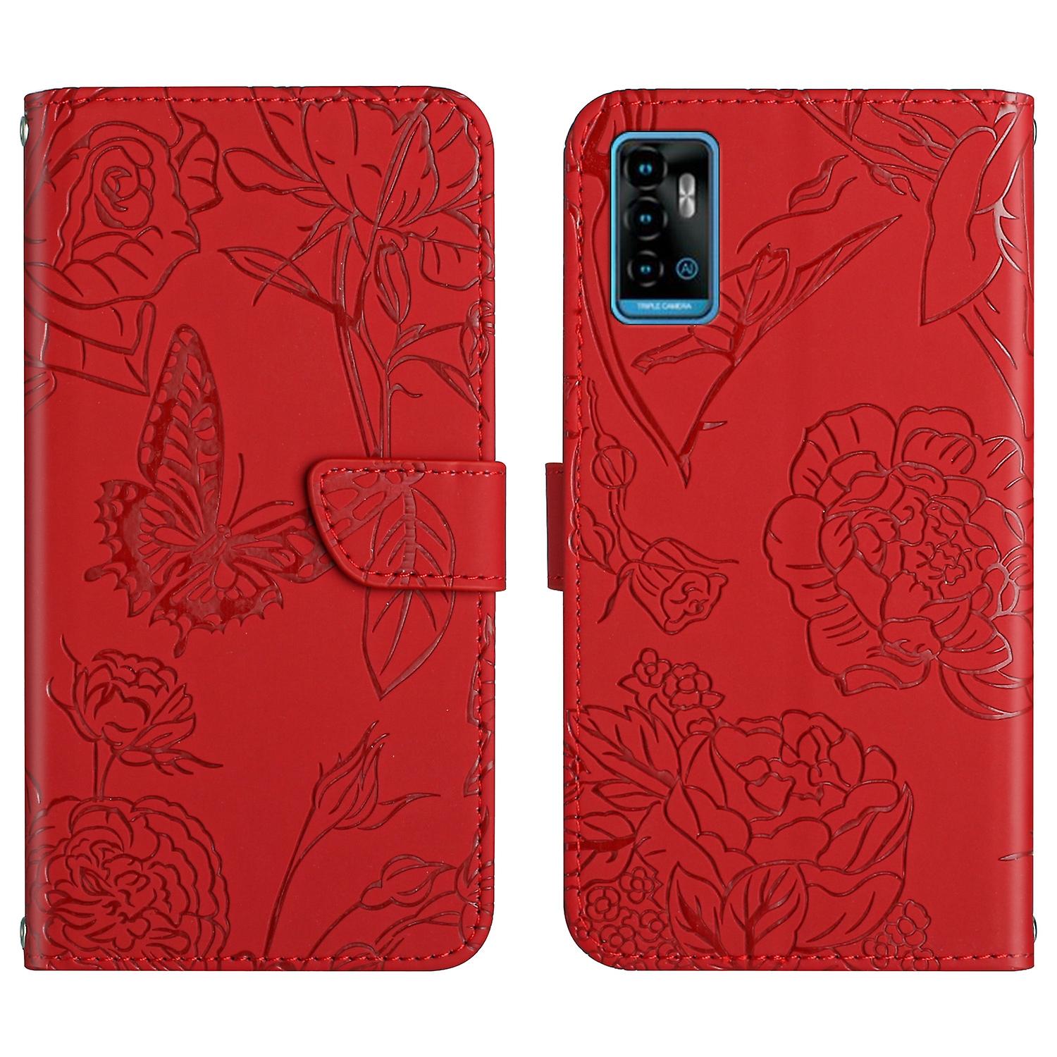 Butterfly Peony Leather Case For ZTE Blade A71