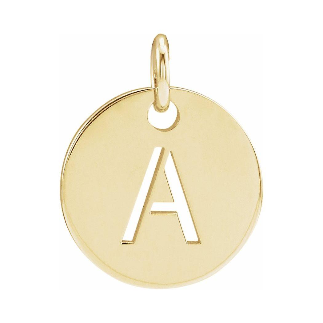 925 Sterling Silver 18k Yellow Gold Plated Letter Name Personalized Monogram Initial a 10mm Polished Initial Disc Pendan