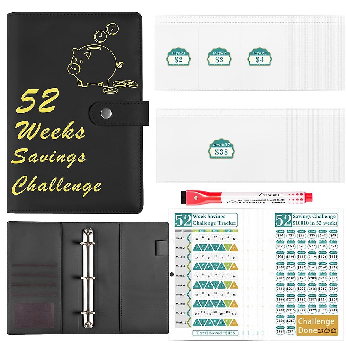 52 Week Money Saving Challenge Binder with Savings Challenges Book Cash Envelopes for Budget Planne
