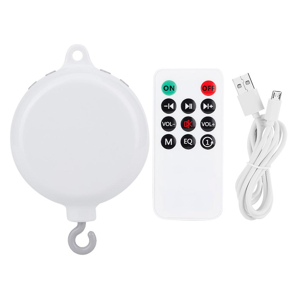 White USB-Powered Remote Control Crib Music Box with Hanging Toy