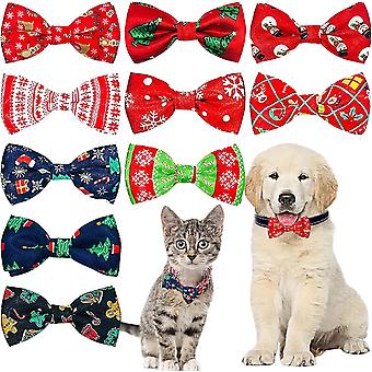 PET SHOW 10pcs/pack Weihnachten kleine Hunde Halsband Befestigung Fliege XMAS Partys Welpen Katzen Halsband Charms Zubehör Folien Fliegen sortiert