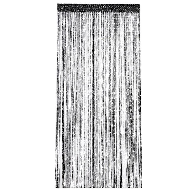Window Curtain - String Tassel String Door Window Curtain for Bedroom Cafe(Black）