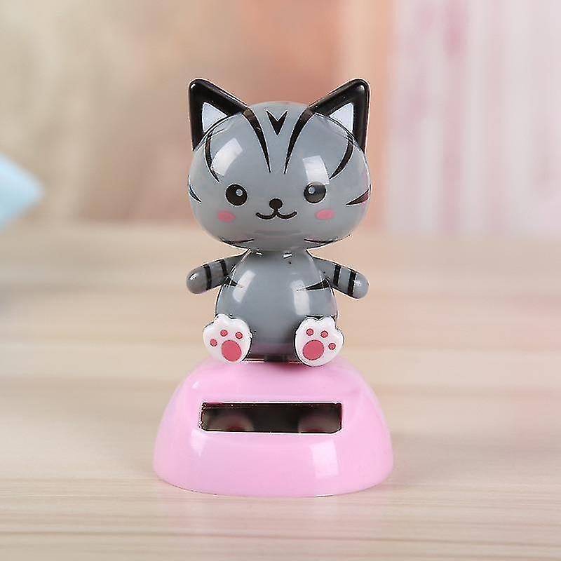 Gray Cat Solar Powered Animated Dancer Cartoon Toy For Car Office