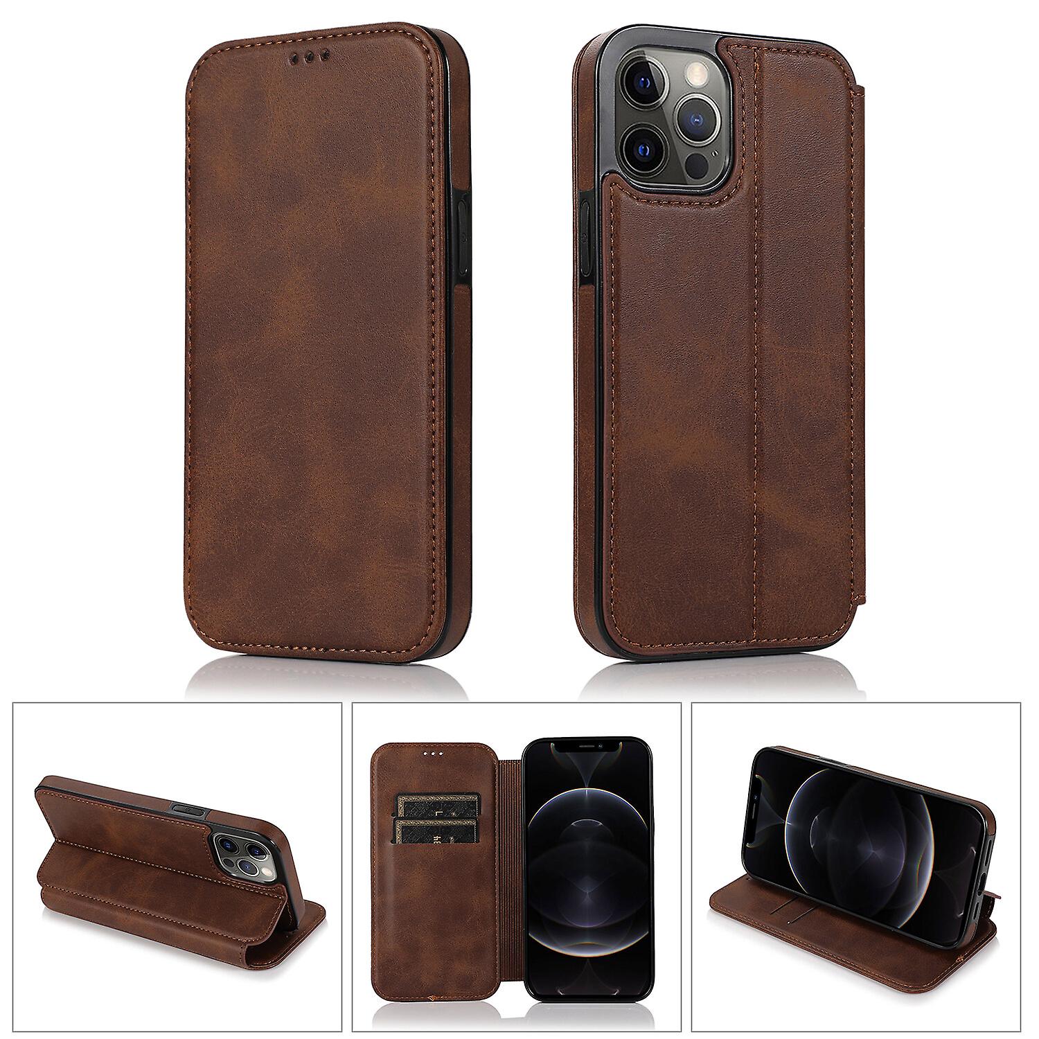iPhone 12 Pro Case Leather Wallet Flip Phone Case