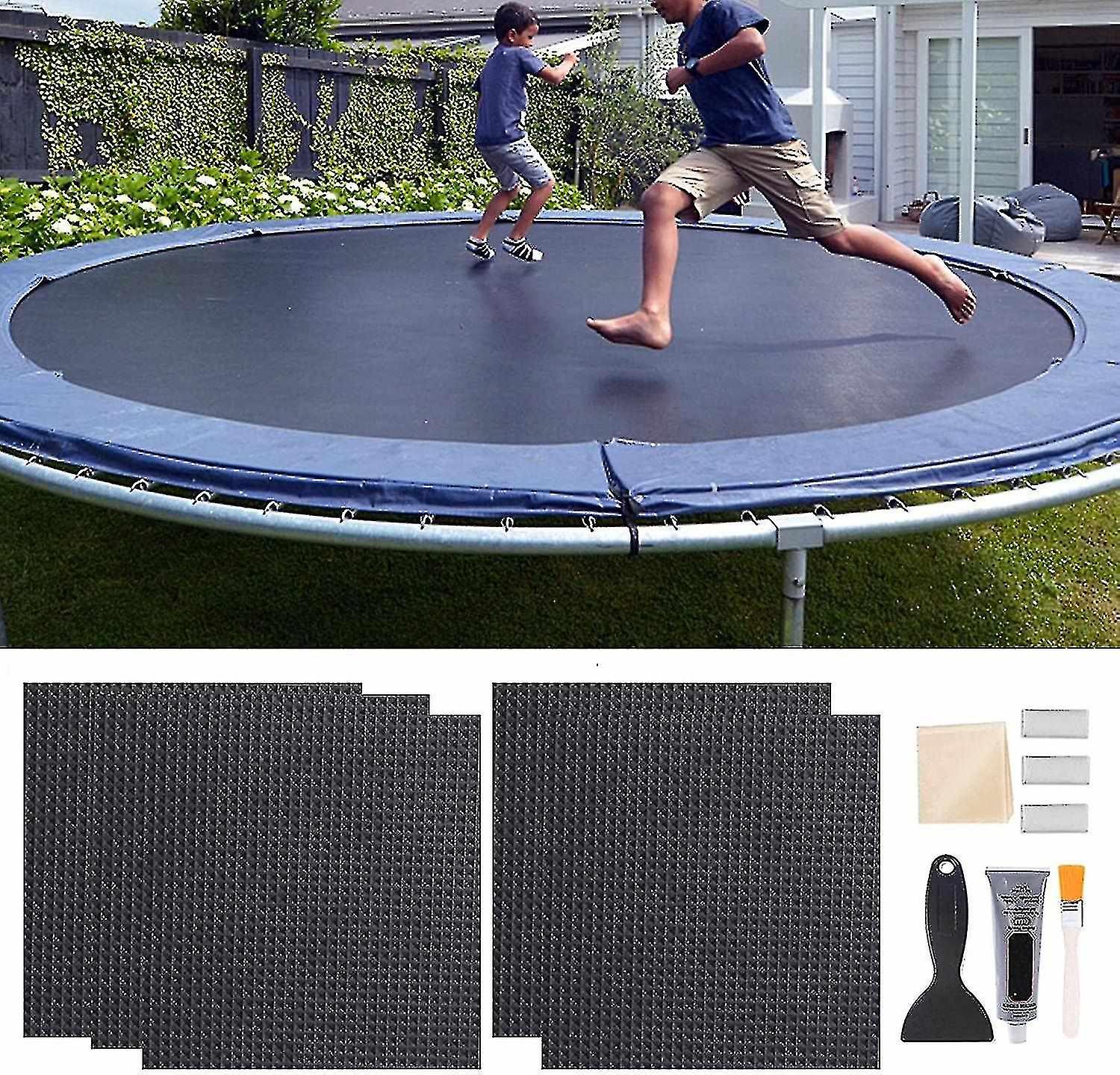 5-pack Quick Trampoline Patch Repair Kit 4 X 4 Square Patches Kit With Glue Brush Scraper Gloves And