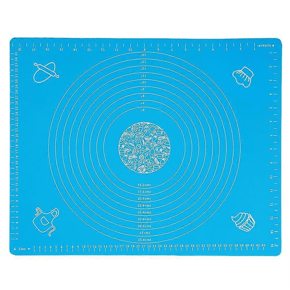 Kitchen Thicken Silicone Rolling Dough Pad Baking Mat with Scales DIY Baking ToolsBlue 40x50cm