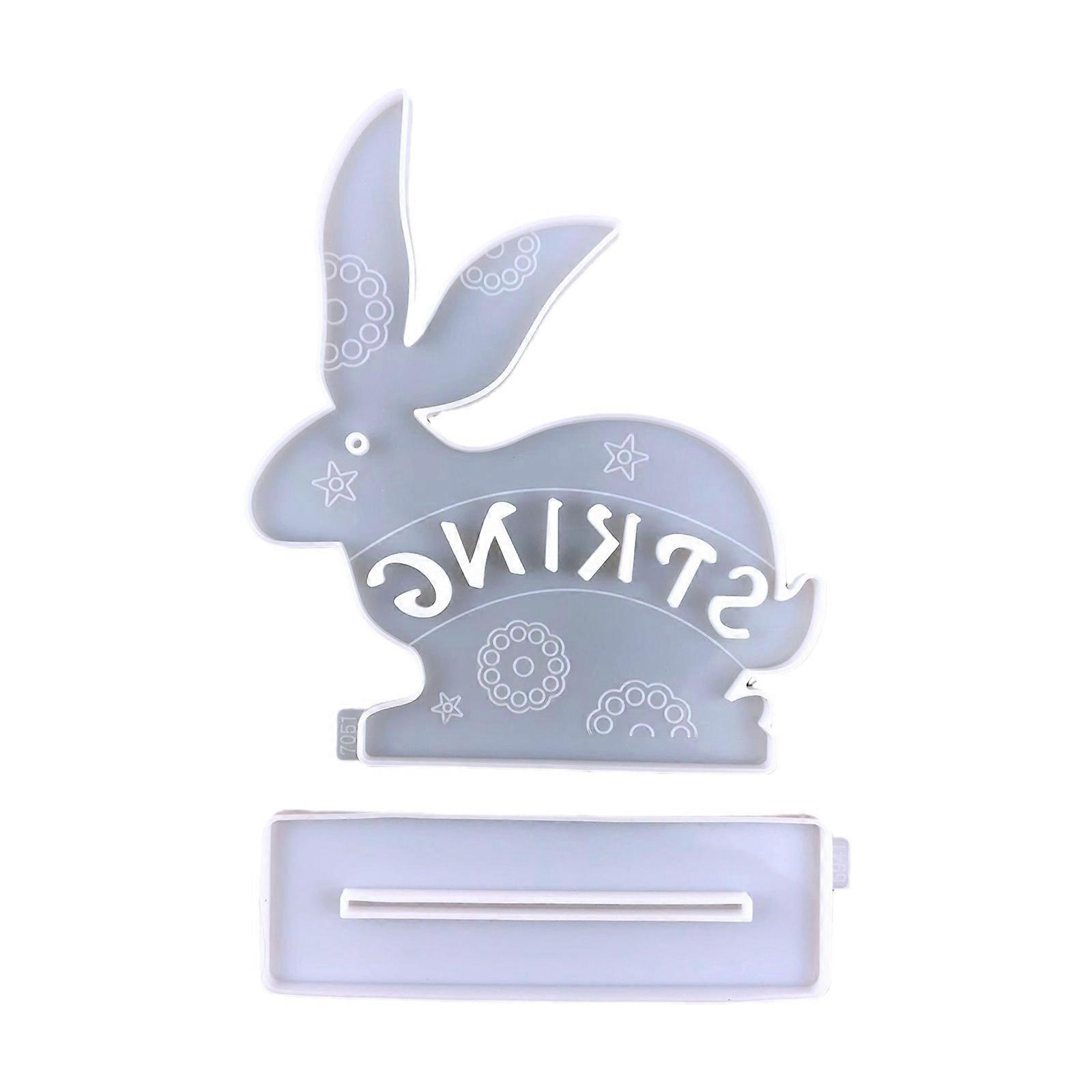 Easter Rabbit Bunny Desktop Ornament Epoxy Resin Mold Table Sign Silicone Mould