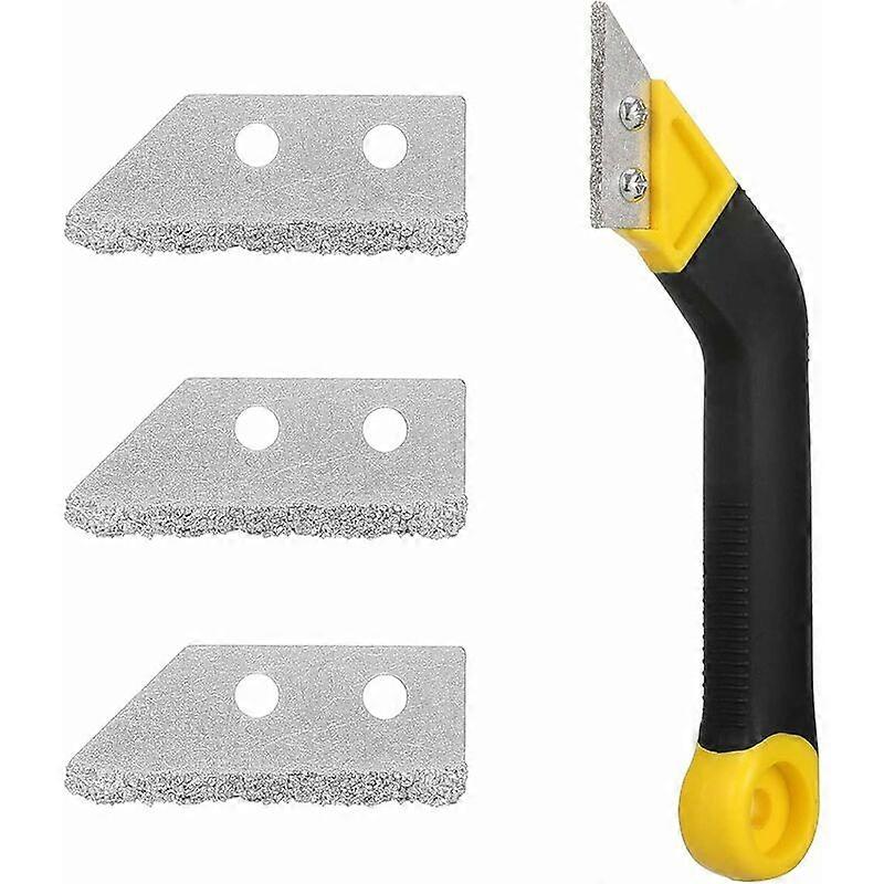 Tile Grout Scraper, Grouting Tool, Glass Ceramic Tile Scraper with 3 Replacement Blades, Tile Scraper for Cleaning Home Floor Tiles