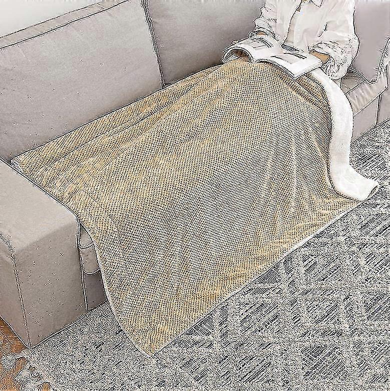 Fleece Weighted Blanket Ribbed Microfiber Blanket, Stripe Throw Blanket