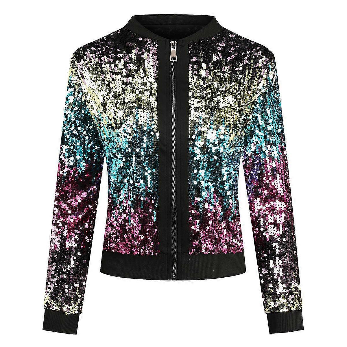 Women's Sequin Panel Multicolor Metallic Style Jacket