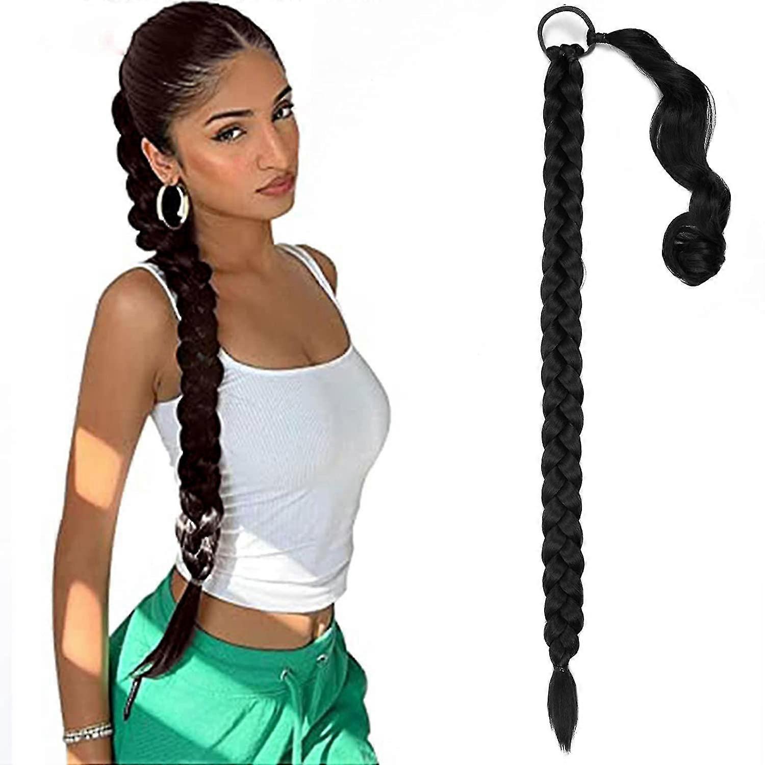 Diy Braided Ponytail Extension, 34inch Blonde Ponytail Extension With Tie Straight Wrap Around Extensions Ponytail Soft Synthet