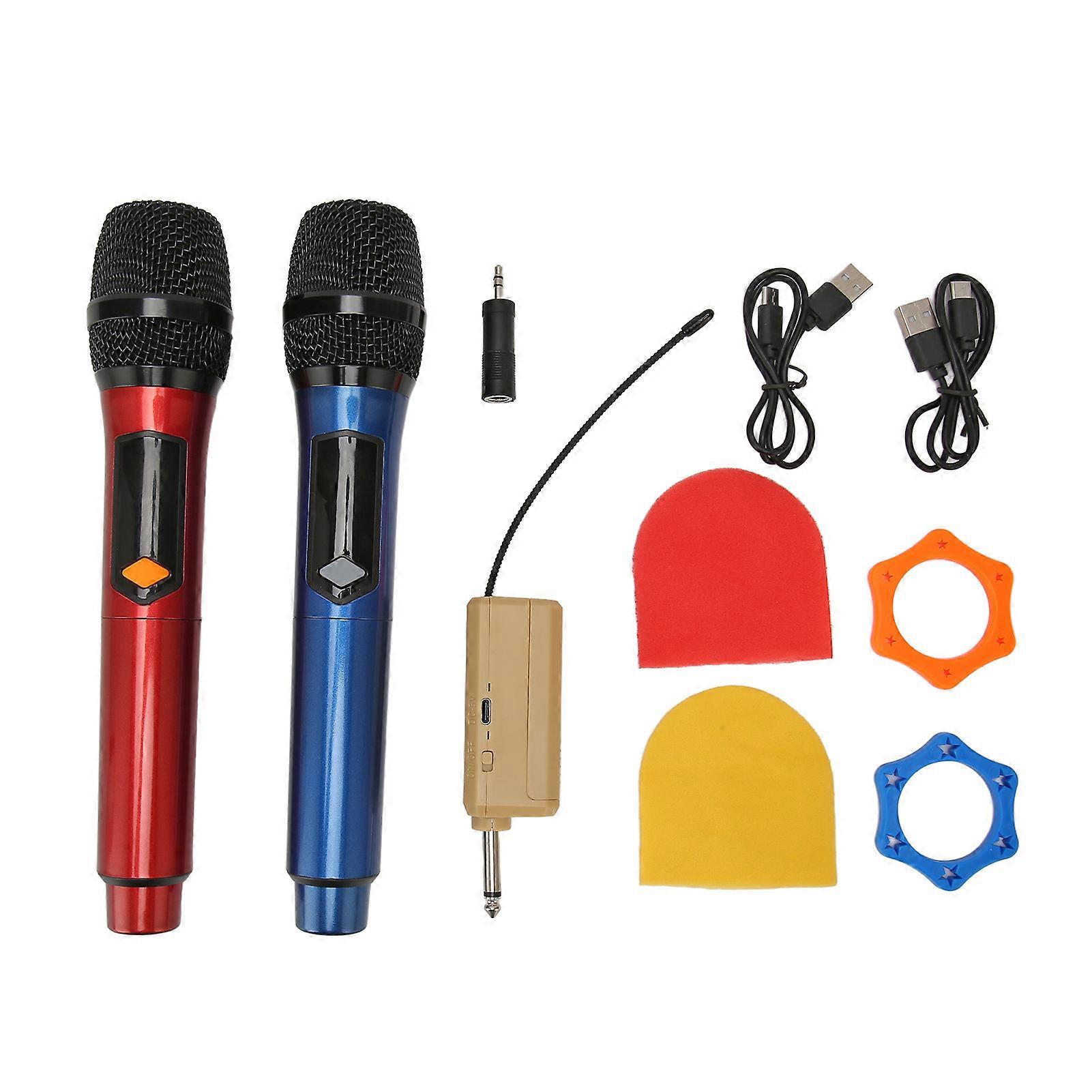 Microfone UHF sem fio recarregável LED Display Dual Handheld microfone sem fio para discurso de festa Karaokê