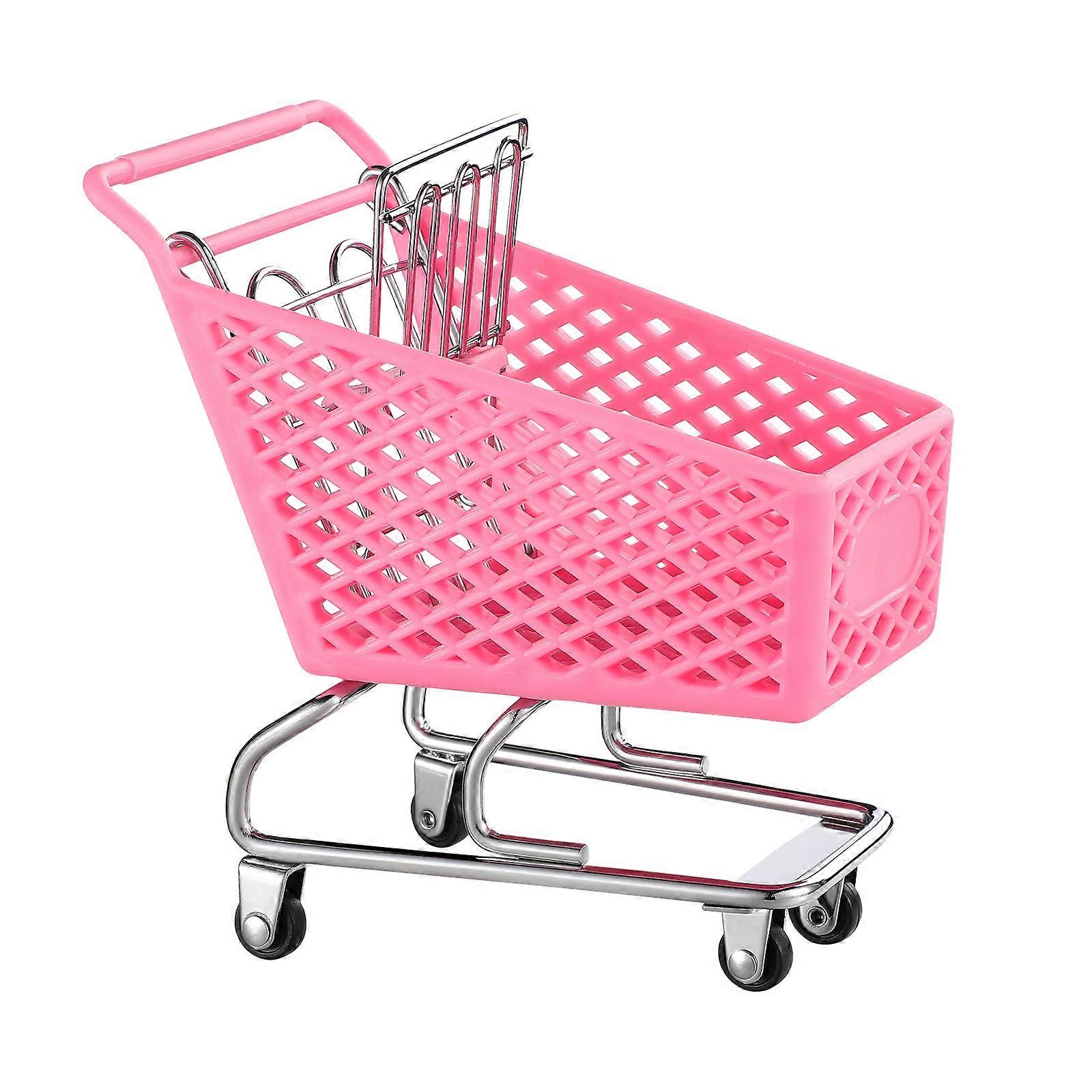 Mini Supermarket Cart Gadget Storage Basket Desktop Supermarket Handcart Decoration (Random Color)