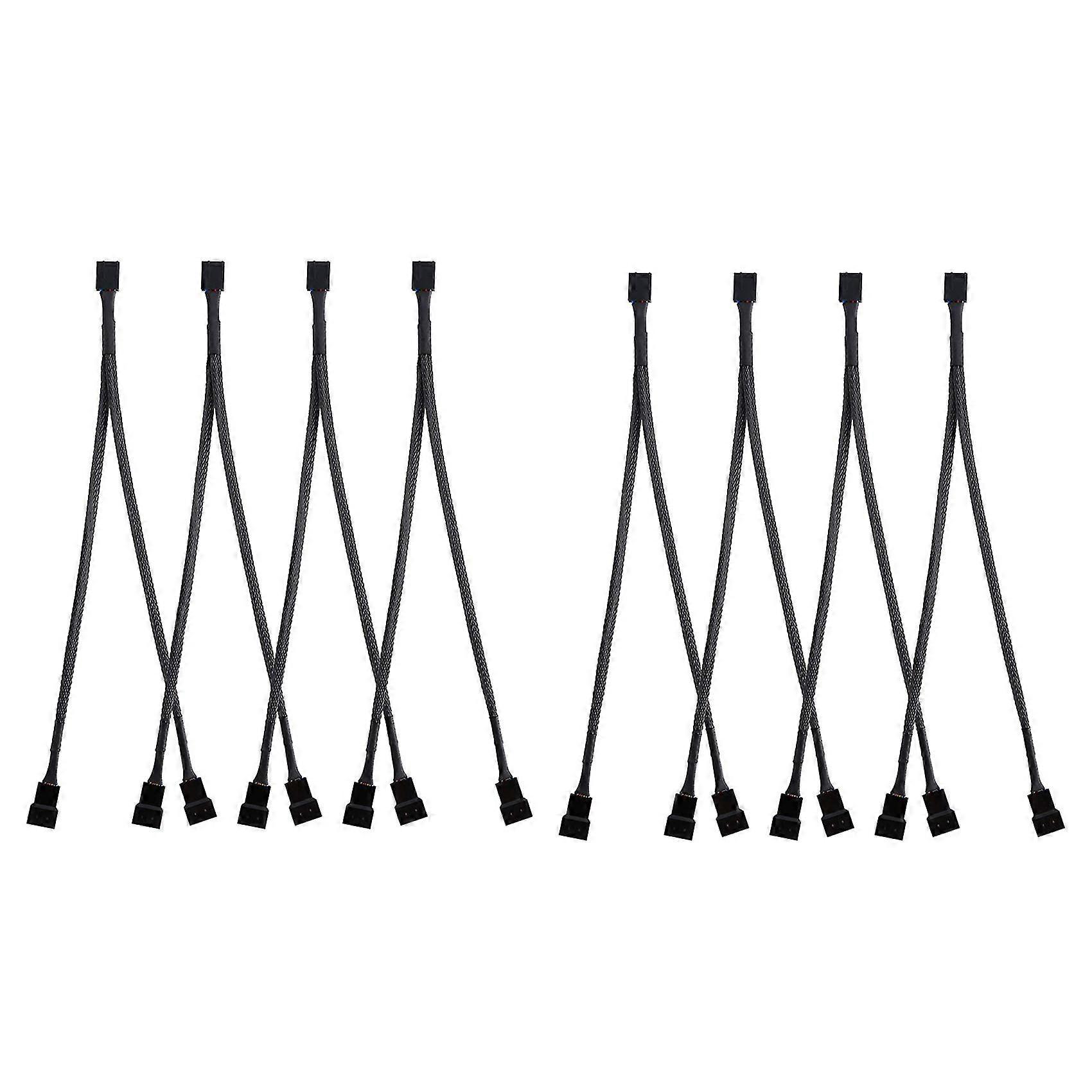 8 Pack Pwm Fan Splitter Cable Y Splitter Computer Pc Fan Power Cable 4 Pin 1 To 2 Converter, Black