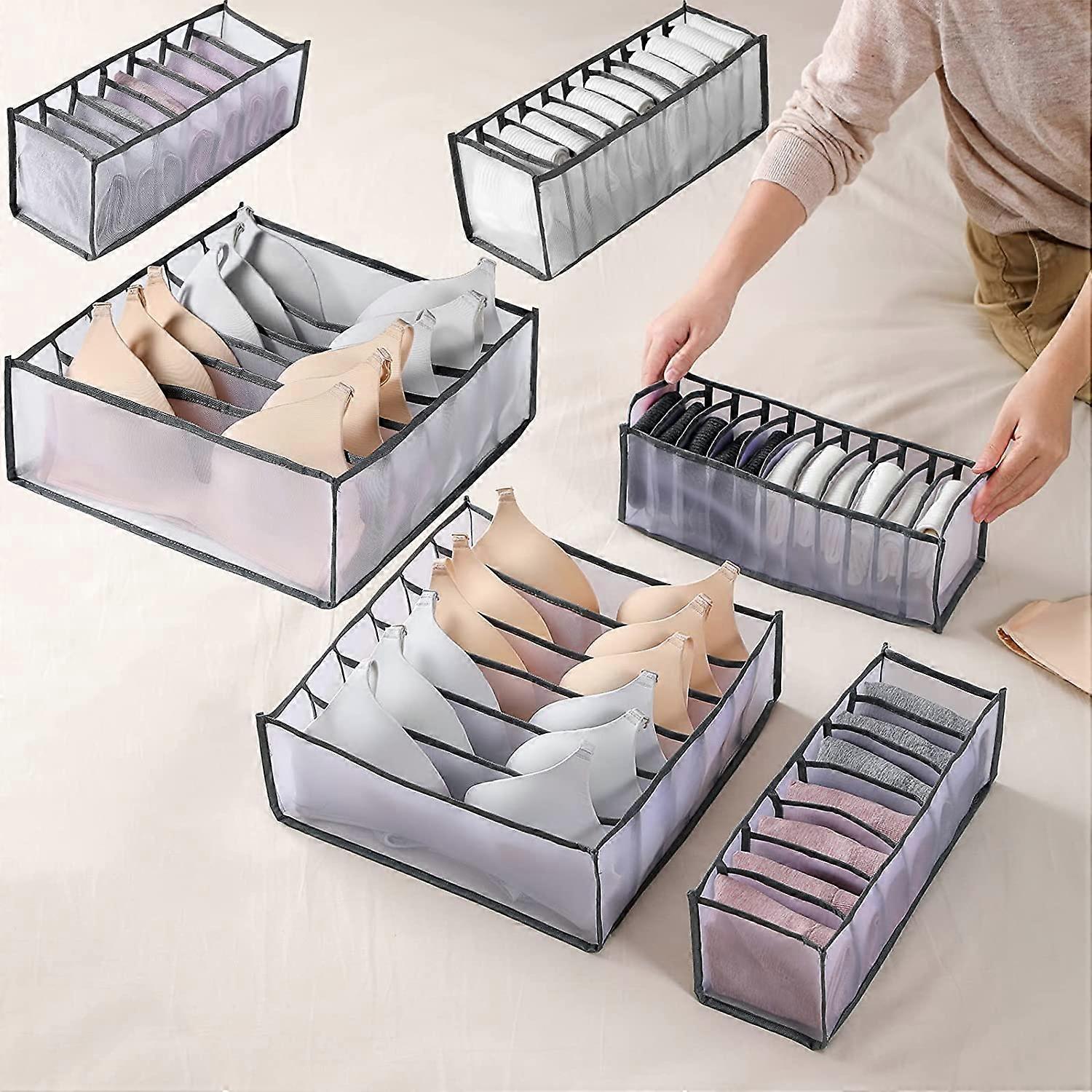 6 Pcs Underwear Drawer Organizer Foldable Storage Box Large Capacity Drawer Storage Box for Storing Underwear, Socks, Bras