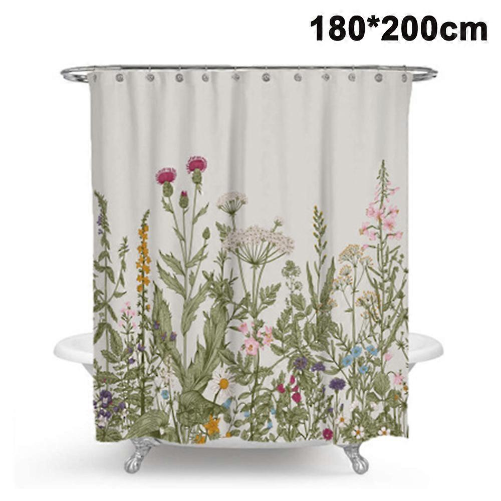 Shower Curtain Mould Proof & Mildew Resistant Fresh Green Leaves Pattern