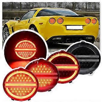 4-Piece Smoked Lens LED Tail Light Assembly For Chevy Corvette C6 2005-2013 - Black Housing, Red LED