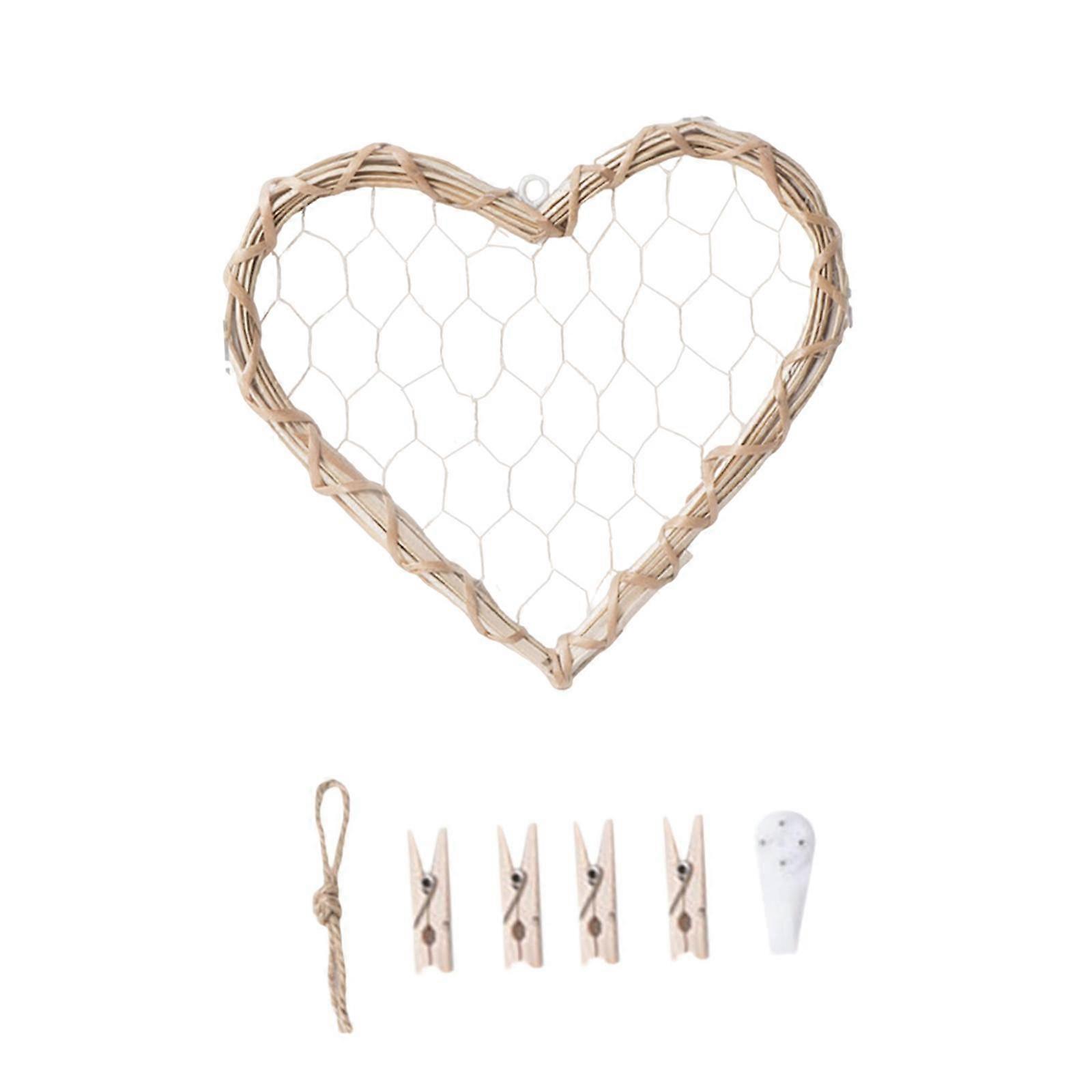 Wall Hanging Photo Display Heart Shaped DIY Photo Decoration Wall Grid Panel S