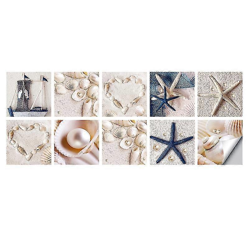 10kpl simpukankuori meritähti laatta tarrat vedenpitävä itseliimautuva irrotettava koristeellinen DIY öljynkestävä seinätarra kodin sisustus jikaix