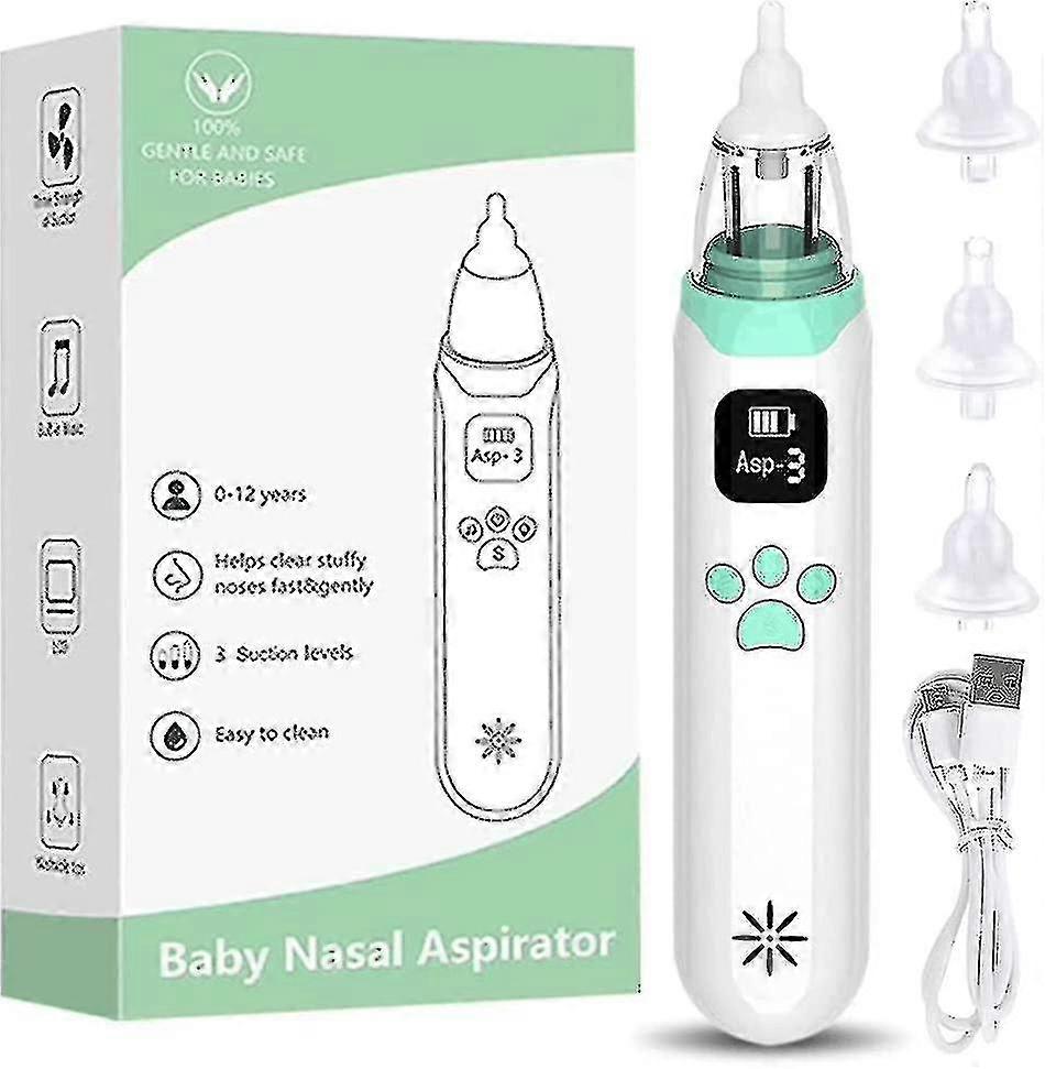 Baby Nasal Aspirator Electric Nasal Aspirator Baby Vacuum Cleaner, Usb Rechargeable Nasal Cleaner With 3 Suction Levels, 3 Silicone Tips And Music And