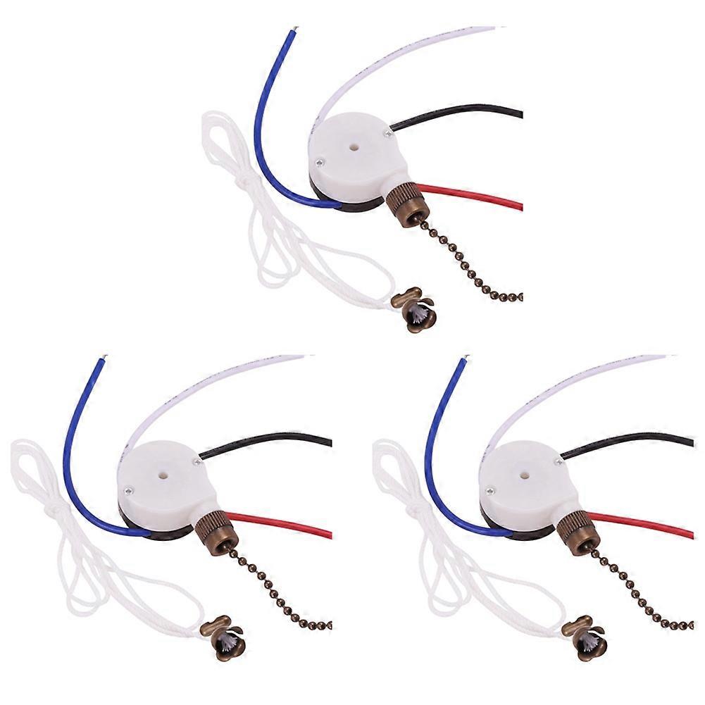 3X Ceiling Fan Switch Kit 3 Speed 4 Wire, Fan Zipper Speed Control Switch, ZE-208S Pull Wire Switch