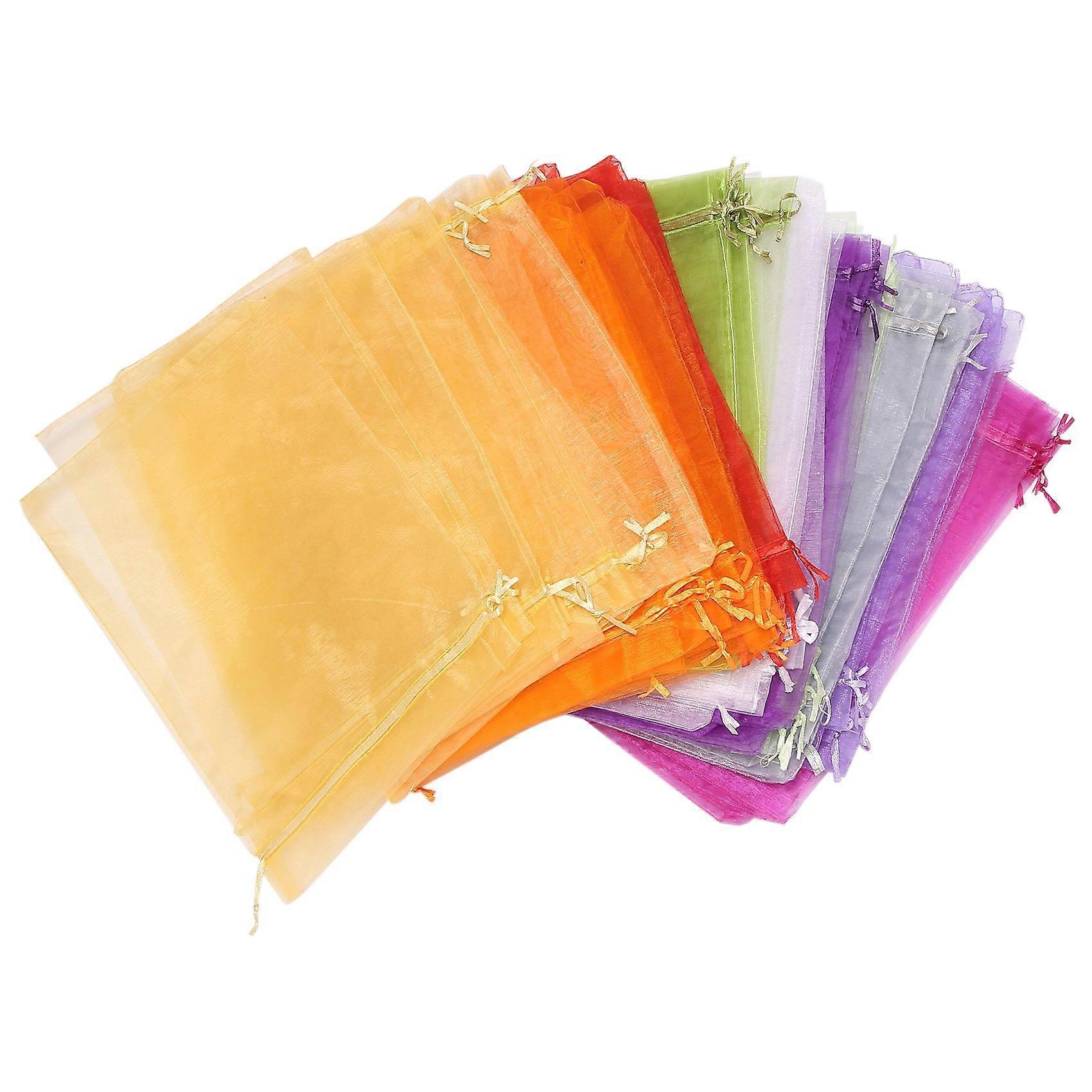 100 stk Organza poser, 20X30 cm Mesh gaveposer Drawstring smykker poser til jul bryllup (Rando