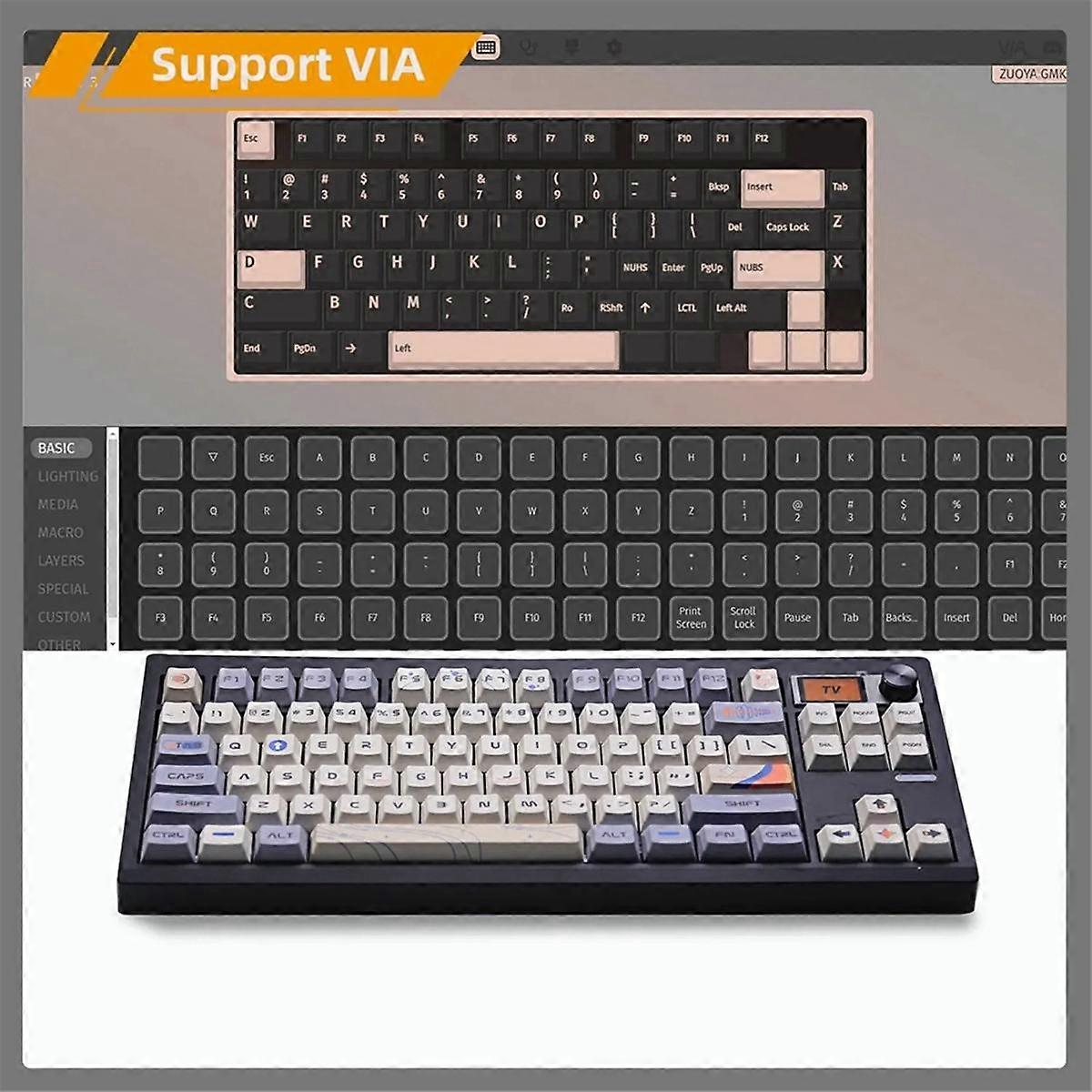 GMK87 Mechanical Keyboard KIT with Display Screen RGB Backlit Gasket Structure Gaming Hot Swap Keyboard Black