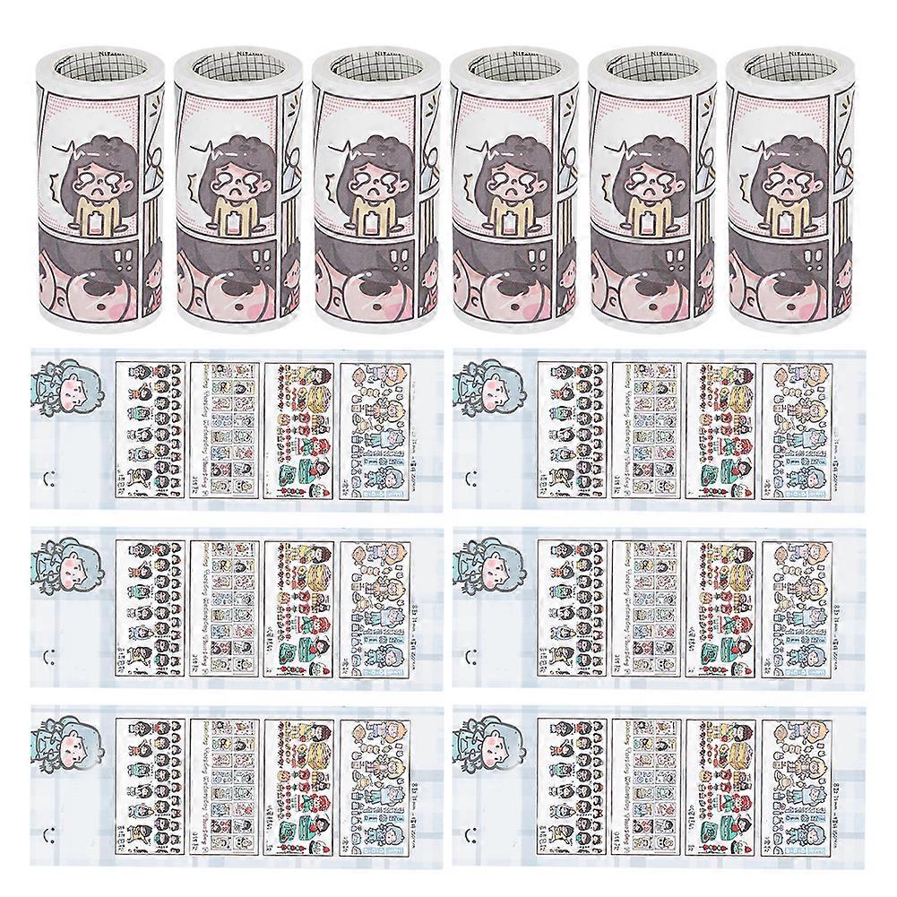 6 صناديق الشريط جميل نمط ملصق زخرفي لورقة مخطط سكرابوكينغ الحرفية DIY