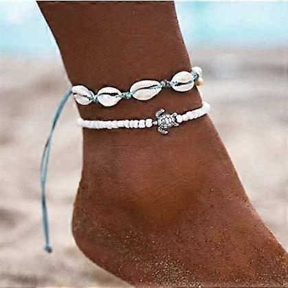 Layered Shell Anklet Set  Ankle Bracelets Beaded Foot Chain