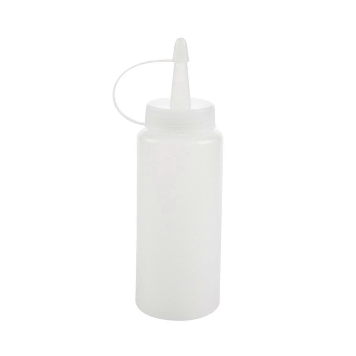 Plastic Squeeze Bottle Condiment Dispenser Ketchup Mustard Sauce Clear White 6Oz