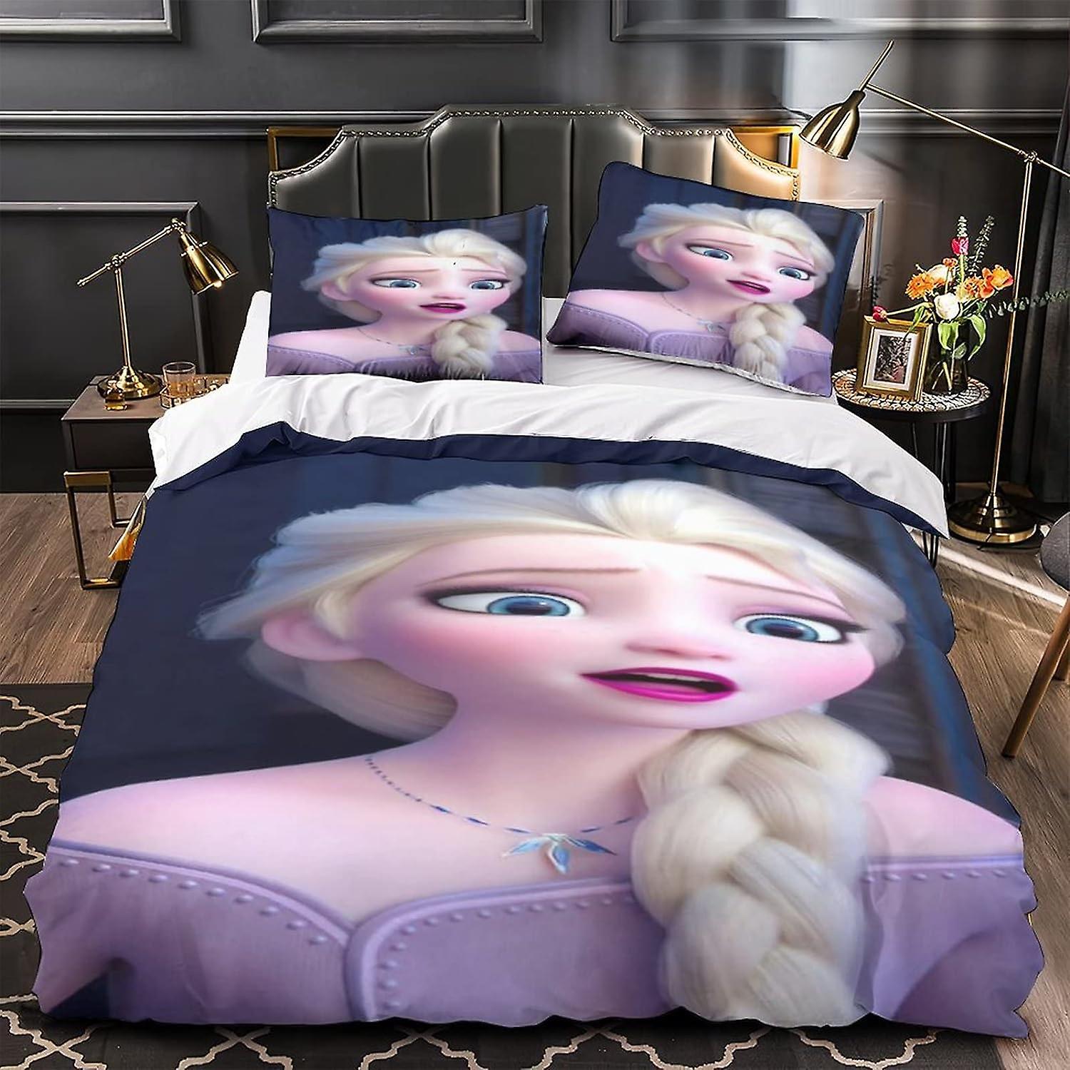 أطقم الفراش مع غطاء لحاف مطبوع D غطاء لحاف إلسا المجمد مع إغلاق بسحاب للأطفال المراهقين ، King Hypoallergenic