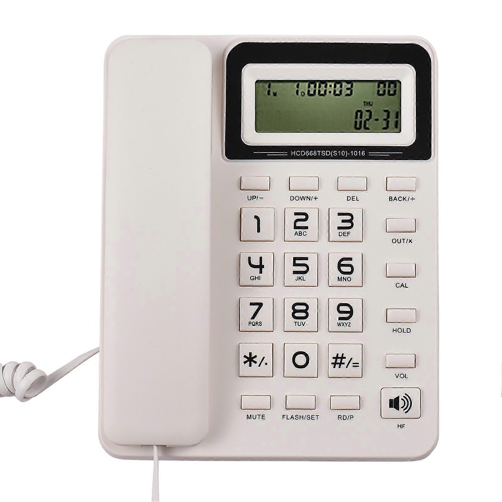 Desktop Corded Landline Phone Fixed Telephone with LCD Display Mute/ Pause/ Hold/ Flash/ Redial/ Hands Free/ Calculator Functions for Home Hotel Offic