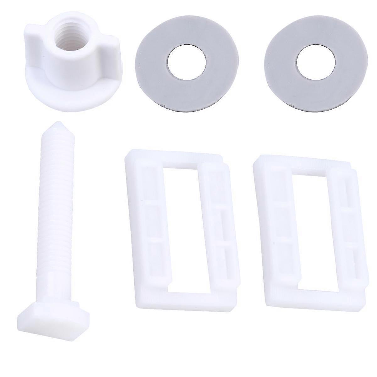 6Pcs Plastic Toilet Seat Hinge Bolt Screw with Nuts and Washers Set 39 x 24mm