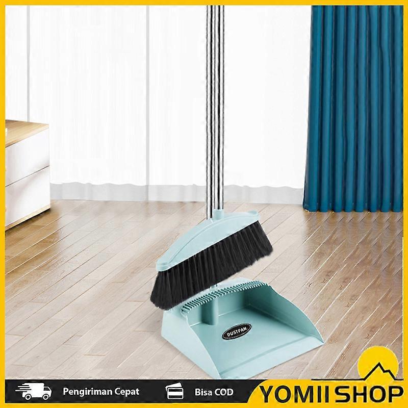 Household foldable standing broom with teeth Plastic soft hair broom dustpan set