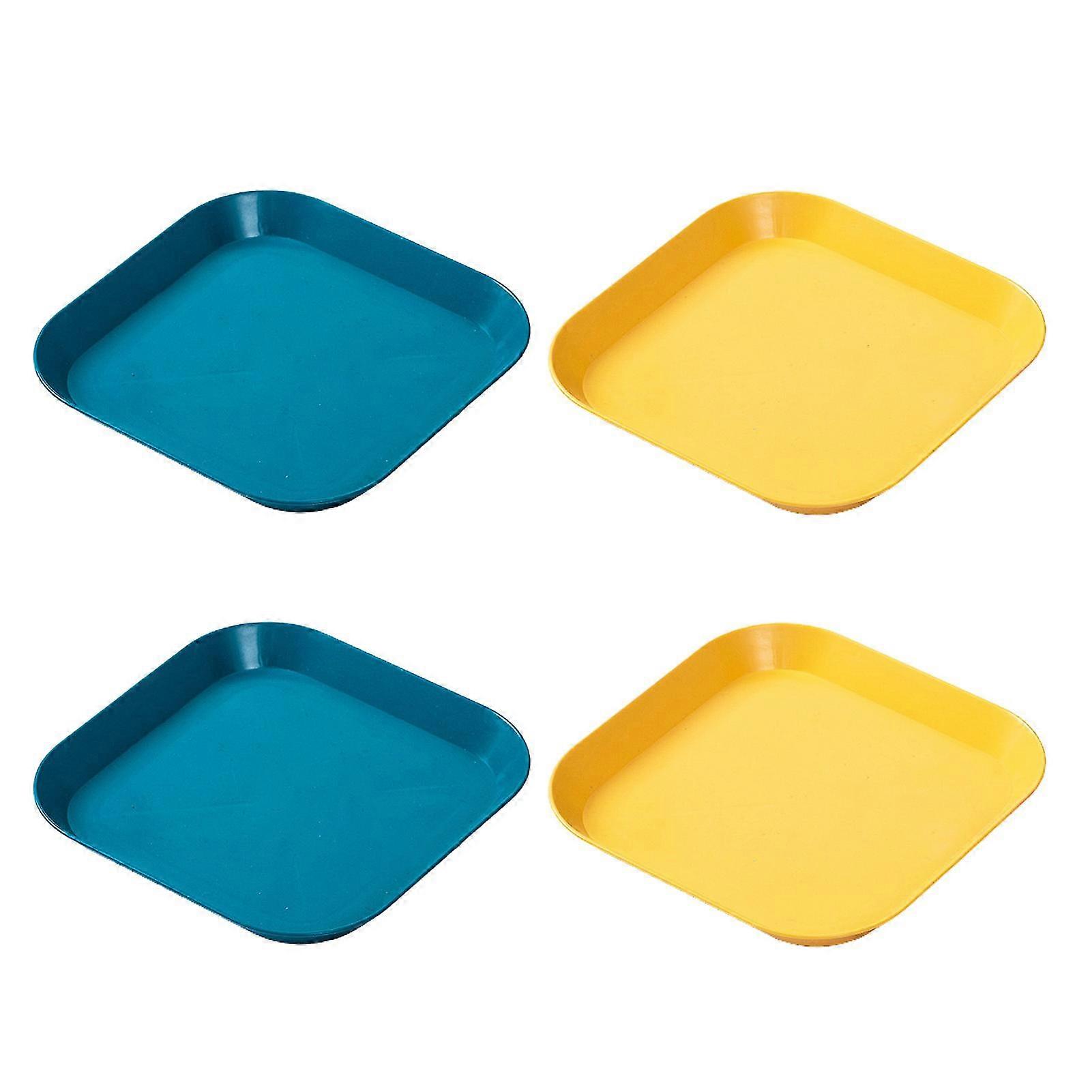 4pcs Kids Round Edge Design Stackable Compact Dining Plate Set
