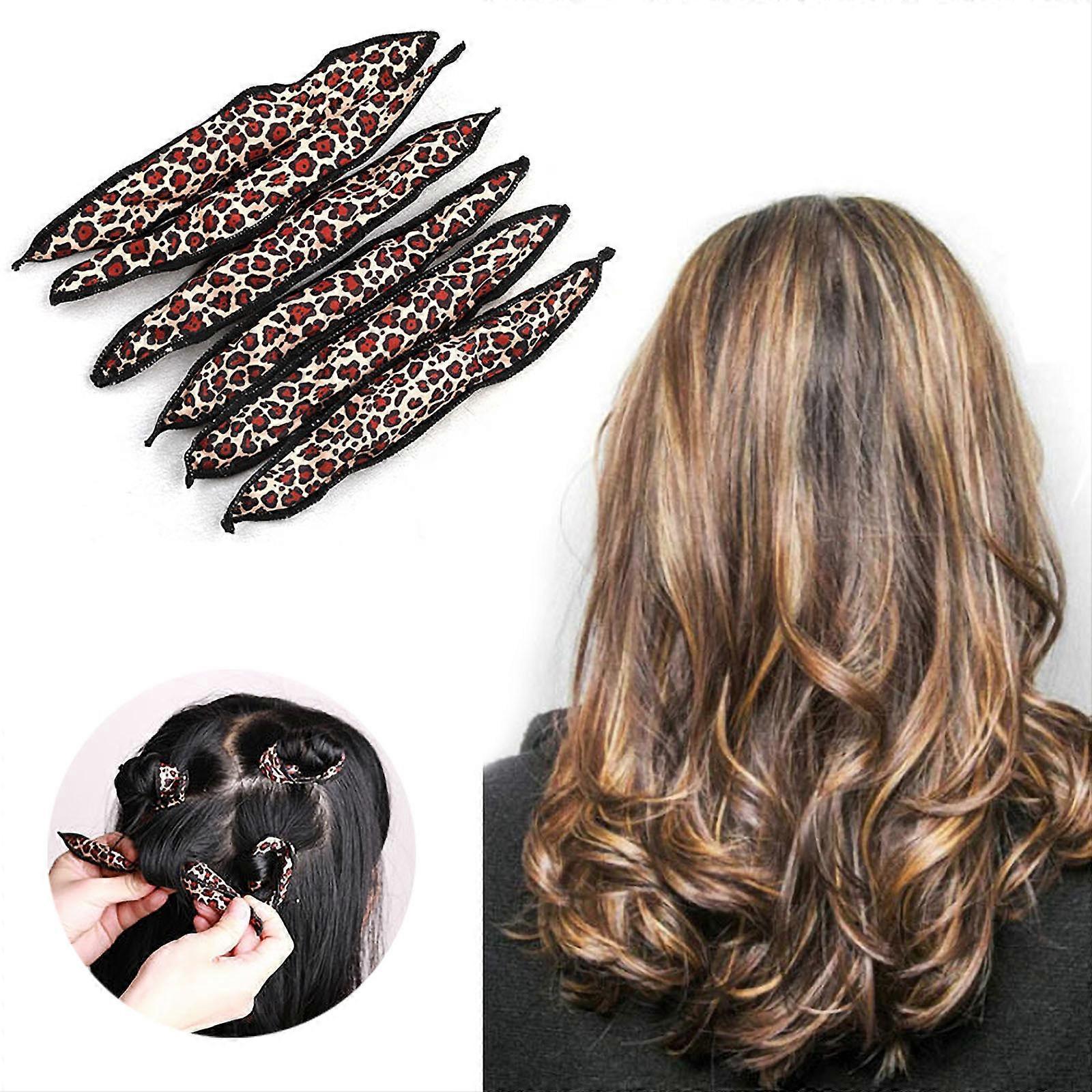 6PCS Leopard Print Hair Curls Sponge Curls Hair Curlers Sleep Curls 241098