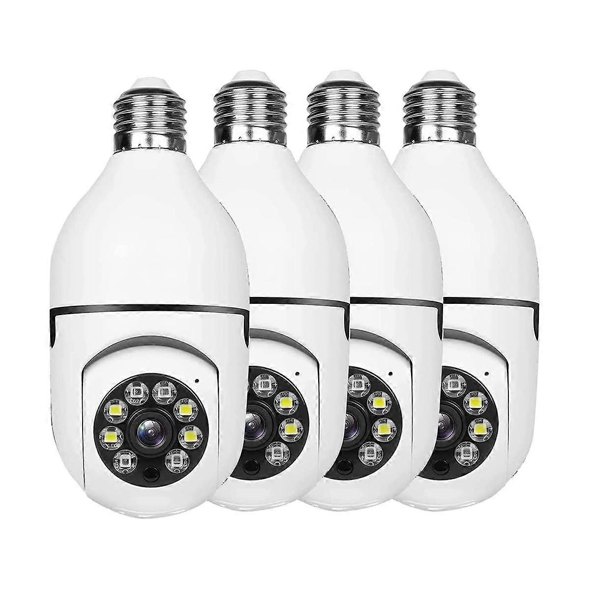 Pack de 4 ampoules caméra de sécurité extérieure,Caméra de sécurité 2.4G Wifi Light Socket,Caméra de sécurité Li