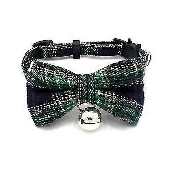 Cat Halsbanden, huisdier Kat Halsband Veiligheids gesp Bell Kerstmis Schotse Plaid Cotton Bo