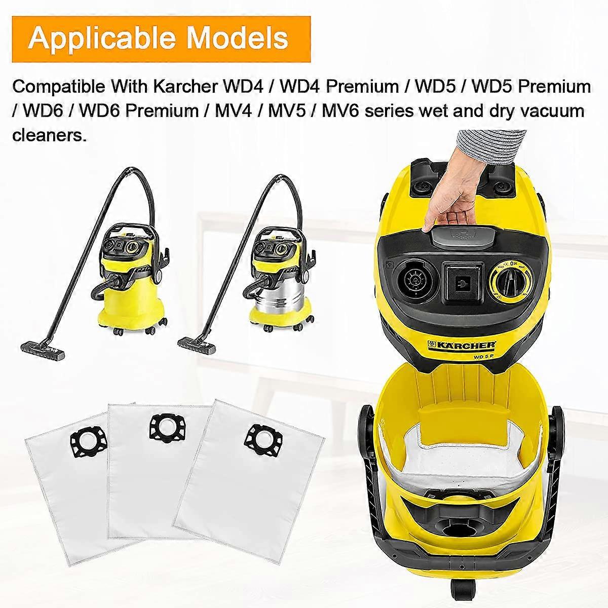 12 Replacement Sacs Sachet Pour Aspirateur Kärcher MV4 MV5 MV6 WD4 WD5