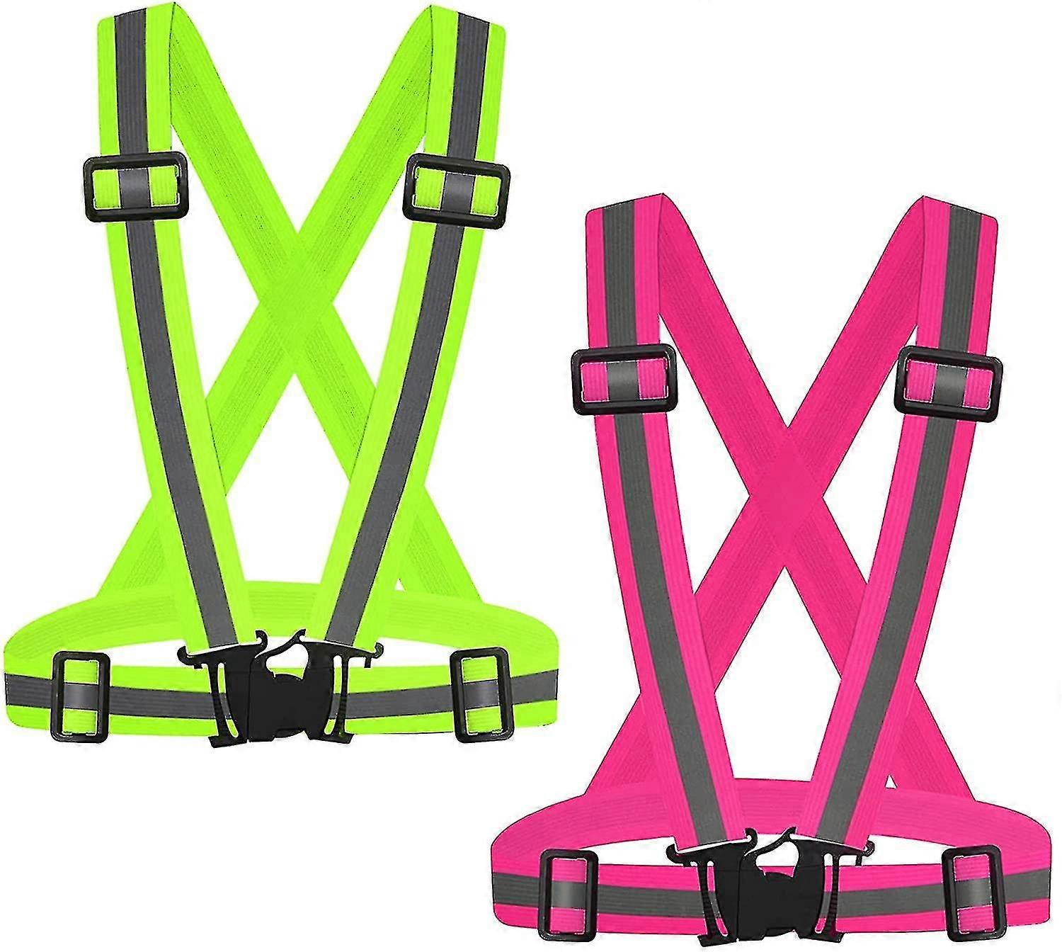 Running Reflective Vest 2pieces,with 4 Reflective Belts,adjustable Safety Vest,high-visibility Reflective Tape For Night Running, Outdoor Cycling, Mot