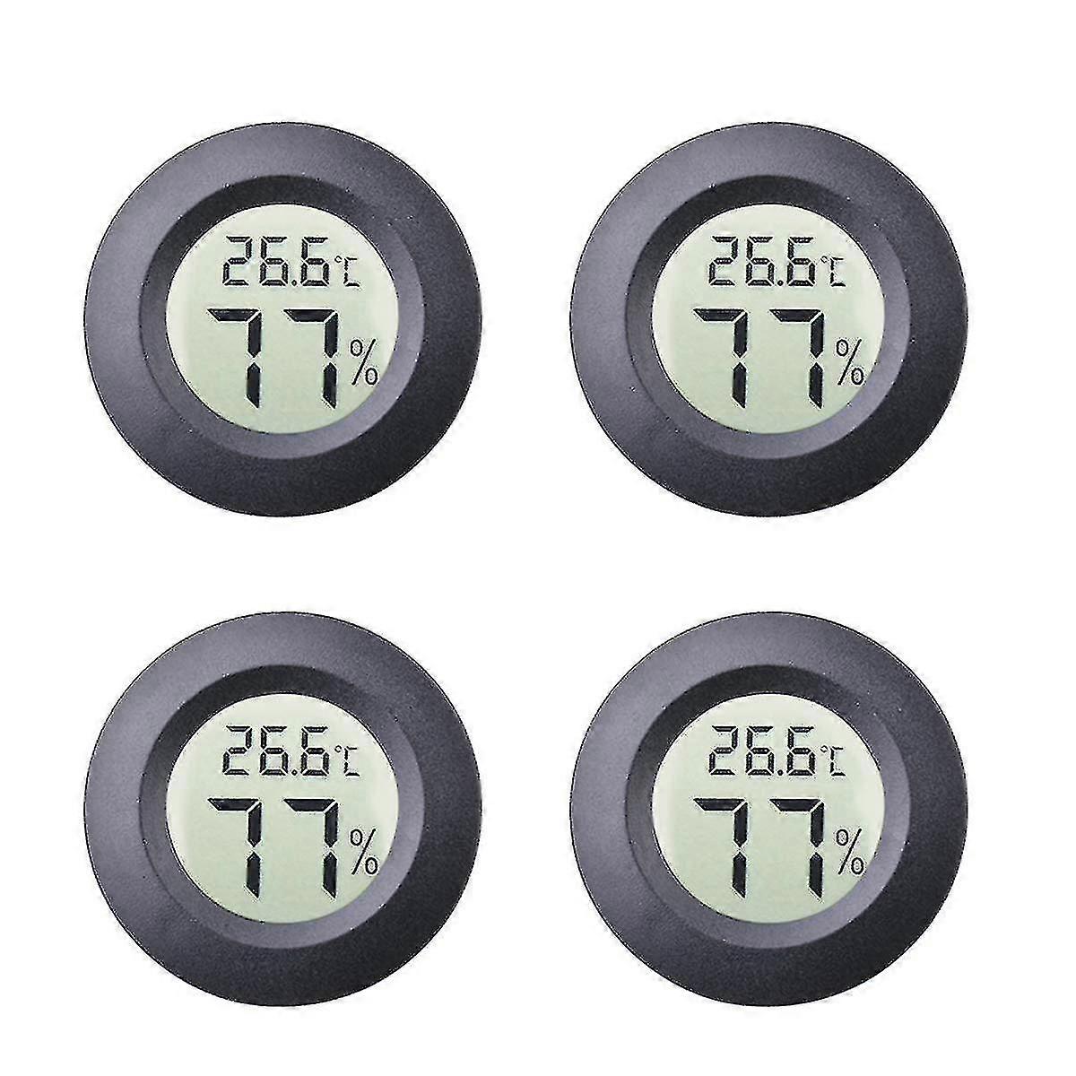4 Pack Mini Round Celsius Or Fahrenheit Indoor Hygrometer With Digital Lcd Display For Hygrometers