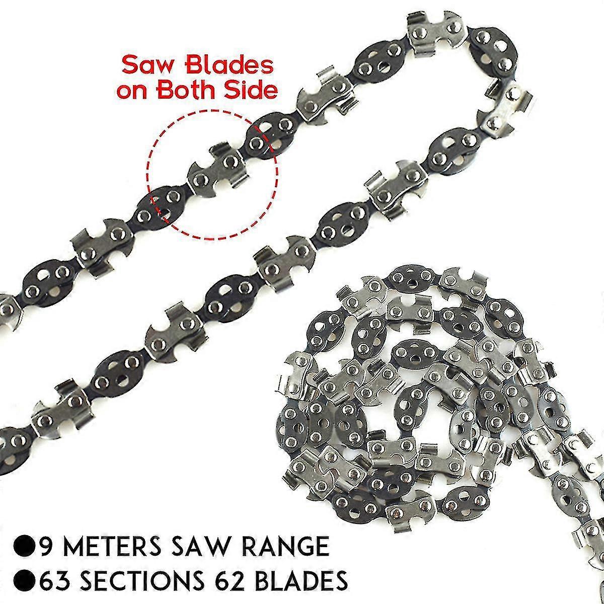 48inch Portable High Reach Tree Hand Rope Chain Saw Blades On Both Side Tool Outdoor